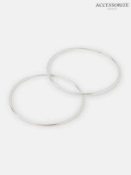 Accessorize Silver Sterling Large Hoop Earrings (V09465) | €31