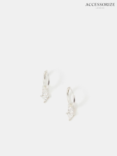 Accessorize 925 Sterling Silver Diamanté Hoop Earrings (V09494) | €27