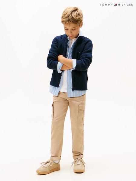 Tommy Hilfiger Blue Essential Stitch Zip-Thru Cardigan (V09542) | €73 - €86