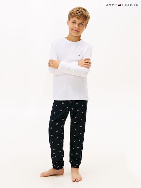 Tommy Hilfiger White Essential Long Sleeve Print Pyjamas Set (V09546) | €73