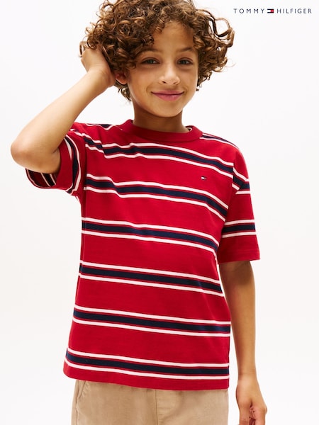 Tommy Hilfiger Red Stripe Crew Neck T-Shirt (V09550) | AED151 - AED169