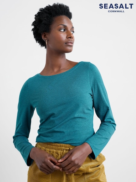 Seasalt Cornwall Blue Easel Long Sleeve Top in Cotton Jersey (V09638) | 139 QAR