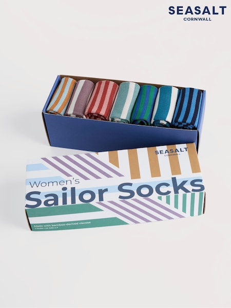 Seasalt Cornwall Gift Box Of 7 Womens Sailor Socks (V09645) | € 60