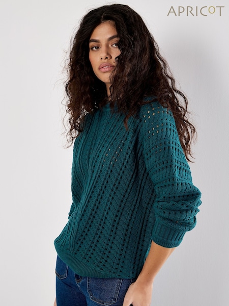 Apricot Green Vertical Knit Batwing Jumper (V09709) | €47