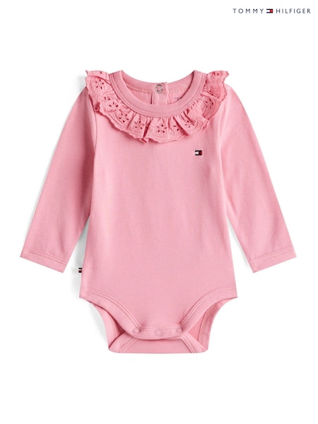 Tommy Hilfiger Pink Essential Broderie Anglaise Collar Bodysuit (V09717) | R$ 325