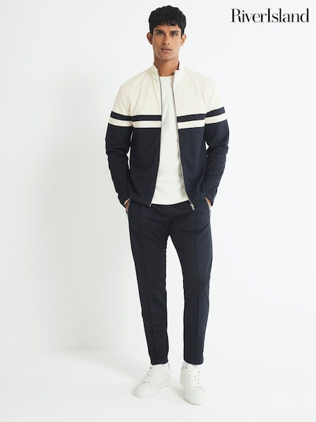 River Island Cream Slim Fit Blocked Shacket (V09727) | AED256