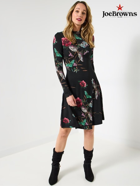 Joe Browns Black Butterfly Print Mini Dress (V09764) | €68