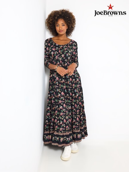 Joe Browns Black Border Print Autumnal Maxi Dress (V09771) | €89