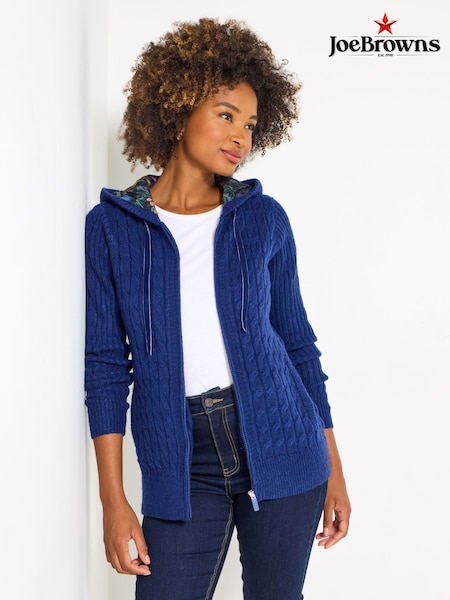 Joe Browns Blue Cable Knit Zip Cardigan (V09787) | €77