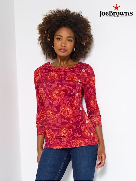 Joe Browns Orange Button Detail Paisley Top (V09789) | €60