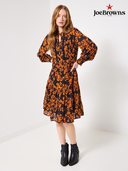 Joe Browns Black Autumn Floral Tiered Dress (V09790) | €80