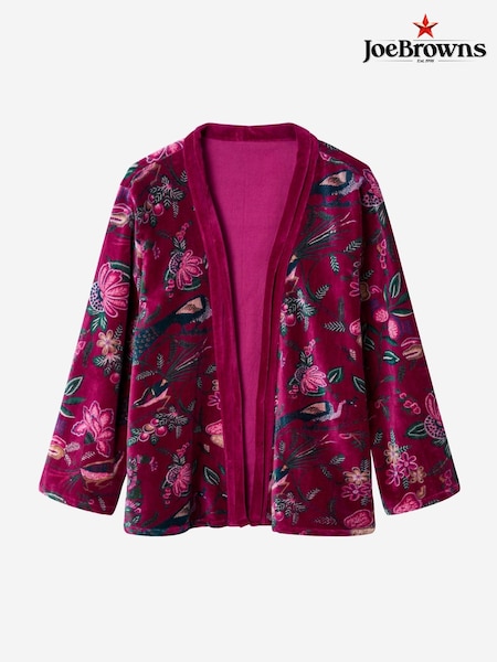 Joe Browns Purple Autumnal Print Velvet Kimono (V09808) | AED431
