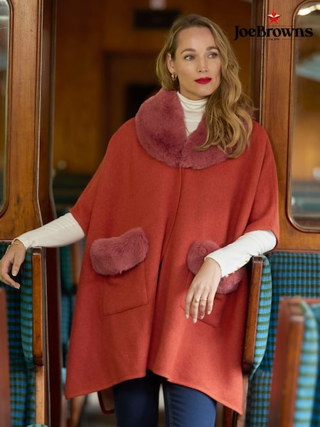 Joe Browns Orange Chic Boho Fur-Collar Wrap Cover-Up (V09816) | R$ 590