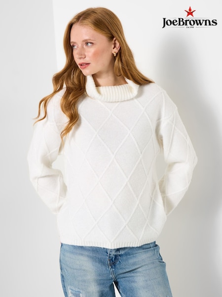 Joe Browns Cream Green Roll Neck Knit Jumper (V09826) | €73