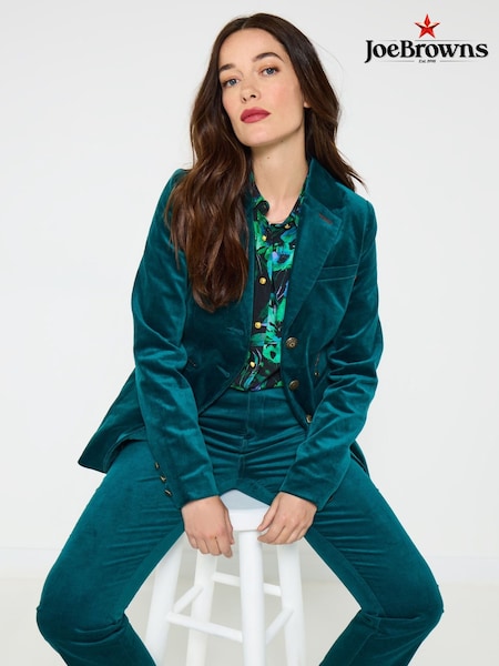Azul - Joe Browns Stitch Detail Velvet Jacket (V09841) | R$ 790