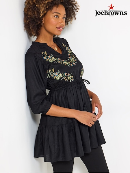 Joe Browns Black Boho Embroidered Dress (V09863) | €73