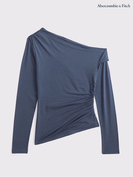Abercrombie & Fitch Blue Asymmetric Knit Long Sleeve Top (V09876) | €46.50