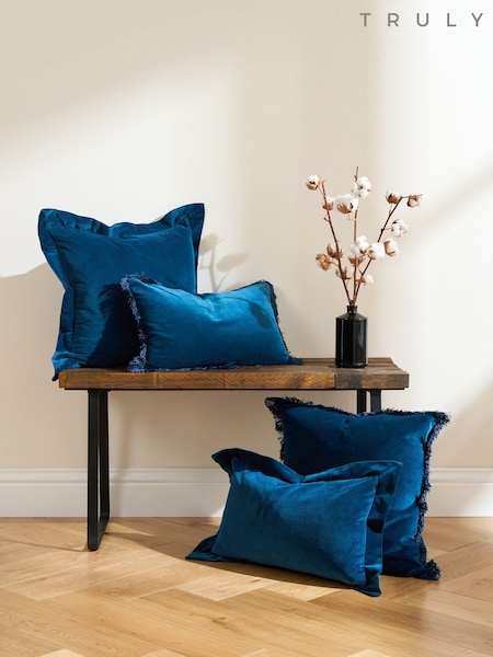Truly Blue Velvet Flange Rectangle Cushion Cover (V09964) | €40
