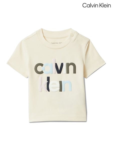 Calvin Klein Ash Grey Newborn Logo T-Shirt (V10055) | 134 QAR