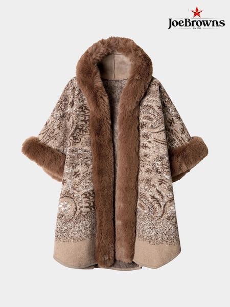 Joe Browns Brown Vintage Patterned Faux Fur Wrap Coverup (V10087) | €85