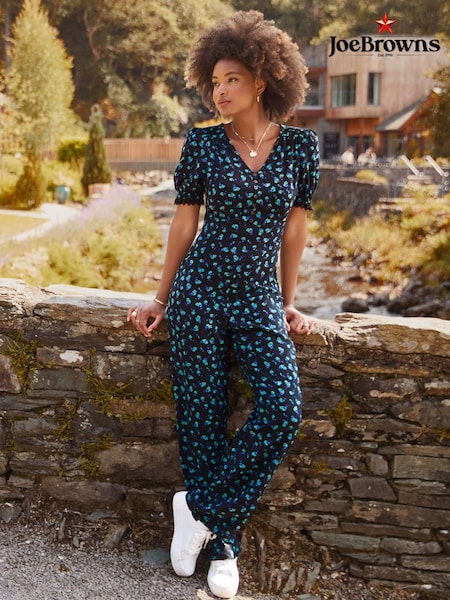 Joe Browns Black Petite Ditsy Floral Jumpsuit (V10092) | €85