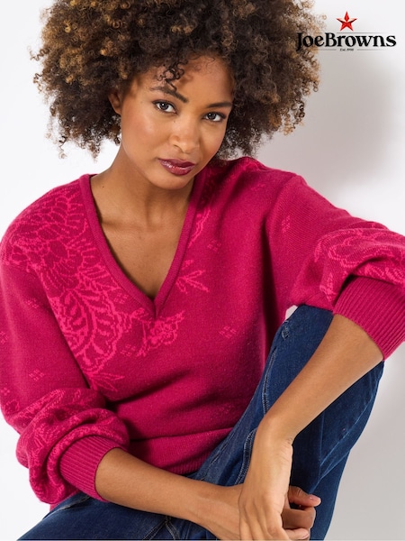 Joe Browns Pink Paisley V-Neck Jumper (V10093) | 272 QAR