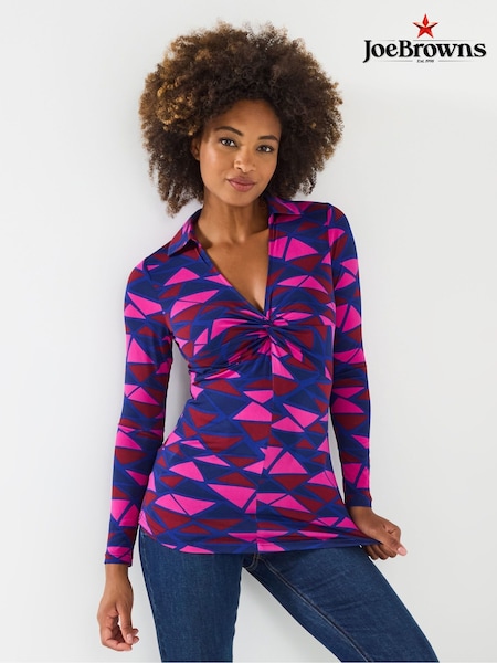 Joe Browns Purple Retro Geo Twist-Front Top (V10125) | R$ 445