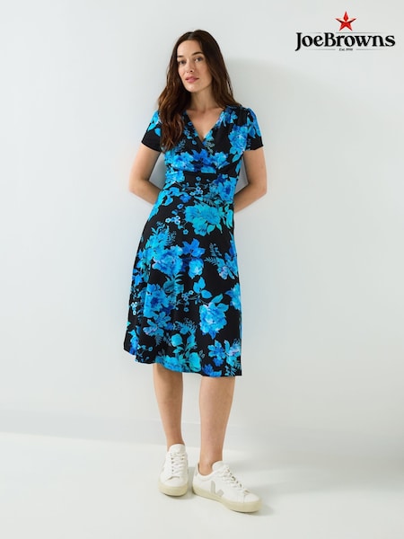 Joe Browns Blue Winter Floral Jersey Wrap Dress (V10127) | €69