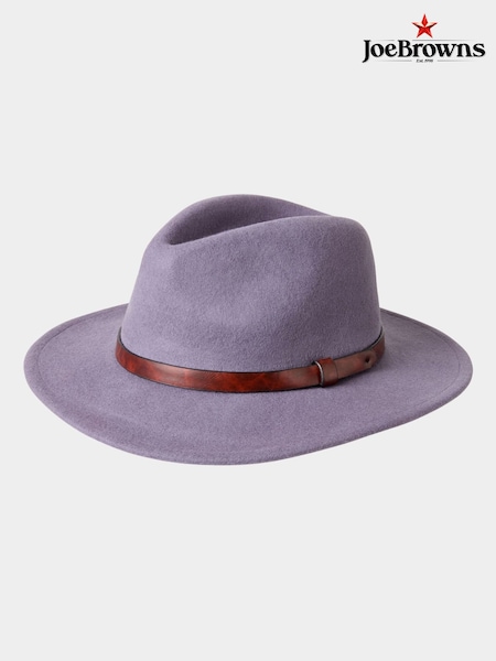 Joe Browns Purple Wool Fedora Hat with Brown Pleather Brim (V10130) | AED262