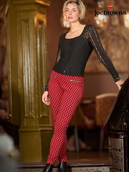 Joe Browns Red Check Ponte Trousers (V10135) | €78