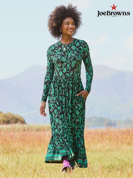 Joe Browns Green Petite Floral Border Print Jersey Dress (V10145) | €80