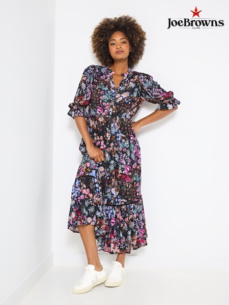 Joe Browns Black Tiered Georgette Midi Dress (V10148) | €86