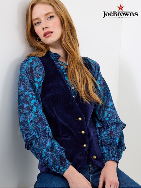 Joe Browns Blue Sassy Velvet Waistcoat (V10152) | €66