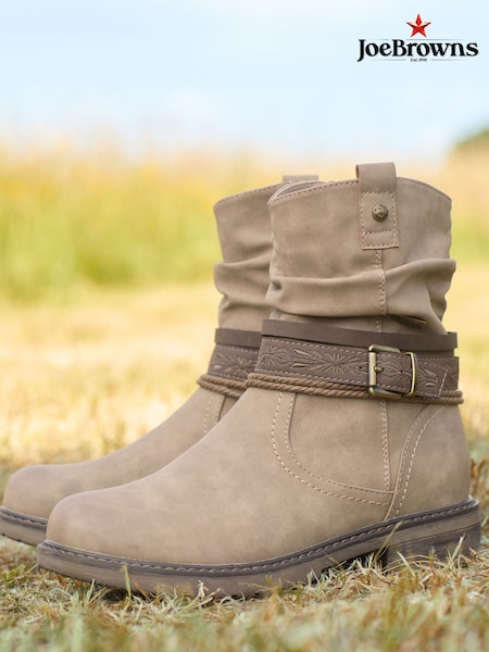 Joe Browns Natural Woven Pattern Buckle Strap Ankle Boots (V10156) | €99