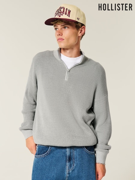 Hollister Long Sleeve Boxy Half Zip Jumper (V10184) | AED233