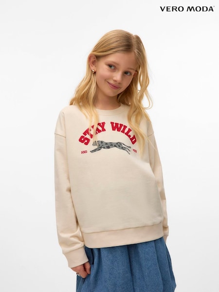 VERO MODA Cream Leopard Graphic Sweatshirt (V10189) | €35