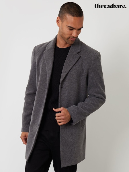 Threadbare Grey Faux Wool Overcoat (V10197) | R$ 755