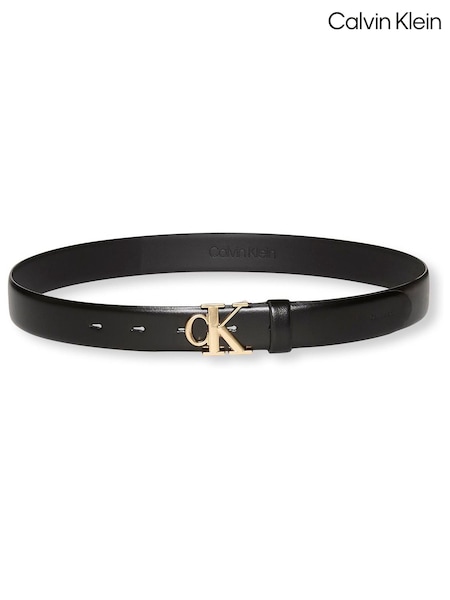 Calvin Klein Black Full Grain Leather Logo Belt (V10232) | €72