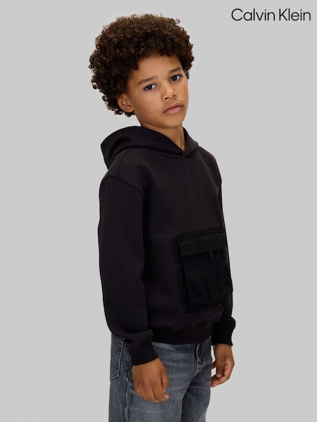 Calvin Klein Black Contrast Pocket Hoodie (V10268) | €92