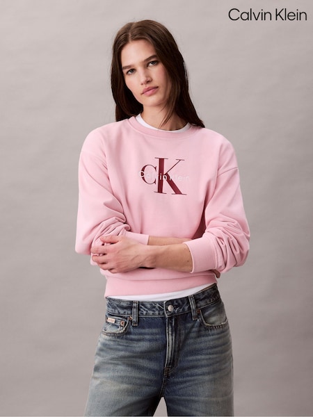 Calvin Klein Pink Relaxed Monogram Sweatshirt (V10301) | 396 QAR