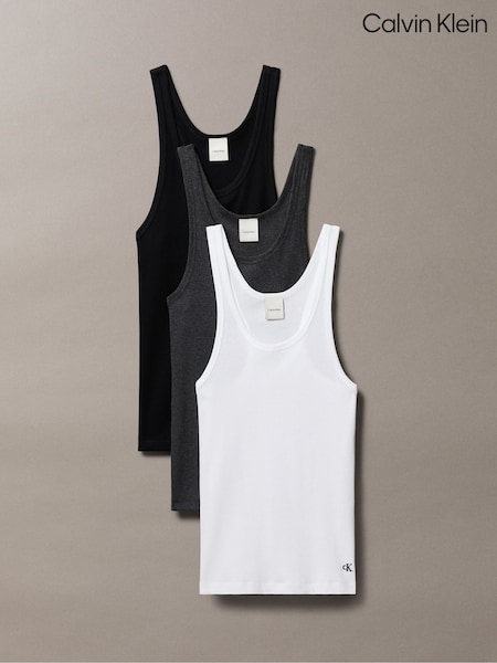 Calvin Klein White 3 Pack Scoopneck Tank Tops Cotton Classics (V10305) | €58