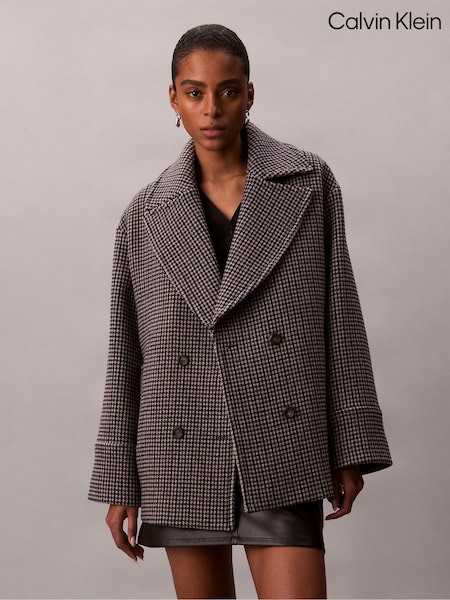 Calvin Klein Brown Houndstooth Peacoat (V10349) | R$ 3.160