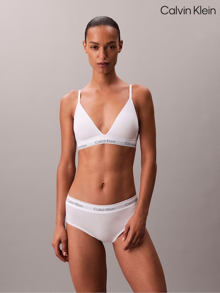Calvin Klein White Lightly Lined Triangle Bralette - Icon Cotton Modal (V10459) | €51