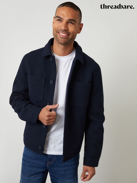 Threadbare Blue Faux Wool Button Up Quilted Shacket (V10494) | R$ 580
