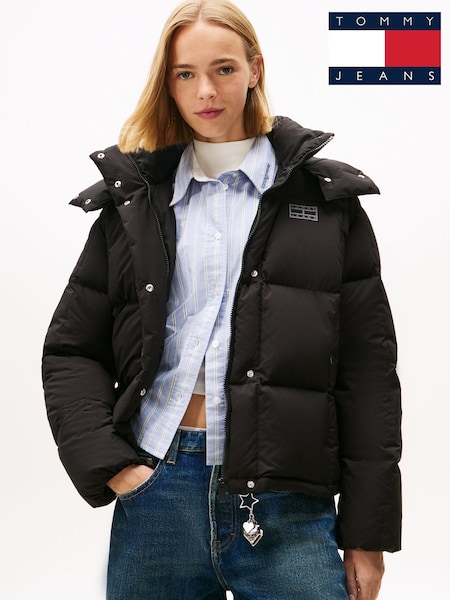 Tommy Jeans Black Down Hooded Alaska Puffer Jacket (V10536) | R$ 2.170