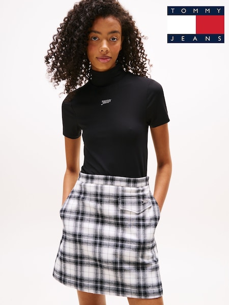 Tommy Jeans Black Slim Mock Neck T-Shirt (V10538) | €57
