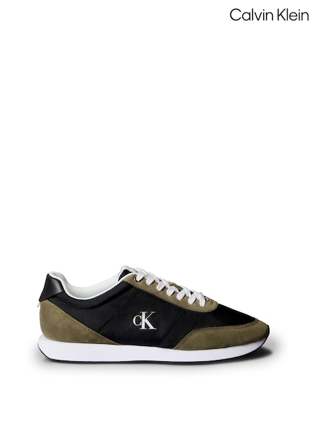 Calvin Klein Green Suede Mix Signature Logo Runner Trainers (V10554) | €128