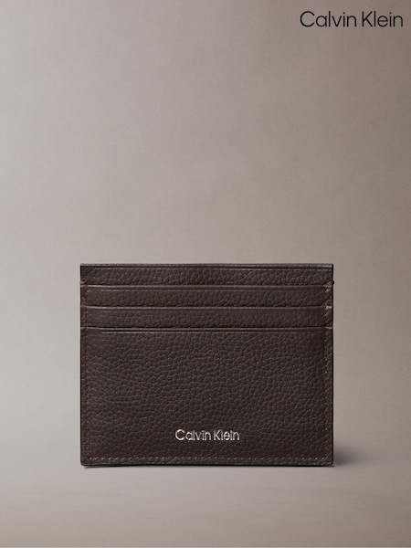 Castanho - Calvin Klein Foil Embossed Logo Card Holder (V10562) | R$ 445