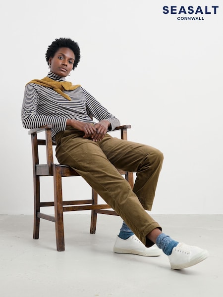 Seasalt Cornwall Blue Landing Roll Neck Top in Cotton (V10581) | €45