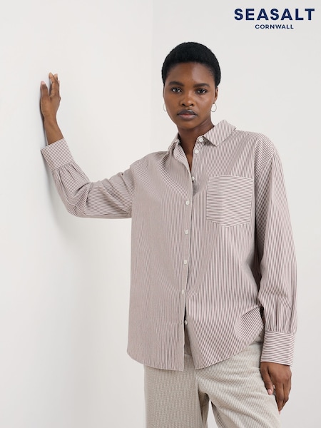Seasalt Cornwall Pink Sea Path Oversized Poplin Shirt (V10586) | €80